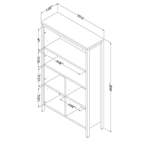 South Shore 6-Shelf Storage Bookcase with Cubes, Weathered Oak & Matte Black