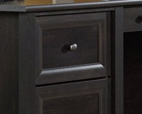 Sauder 409042 Edge Water Executive Desk, L: 65.12" x W: 29.53" x H: 29.37", Estate Black finish