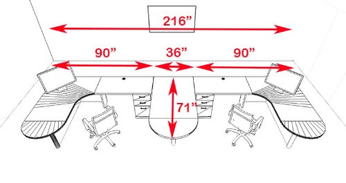 UTM Furniture Modern Executive Office Workstation Desk Set for Two Persons, CH-AMB-S46