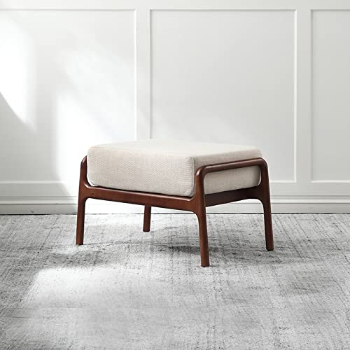 KOHARA Luxury 67cm Nordic Solid Rubber Wood Footstool - Walnut White