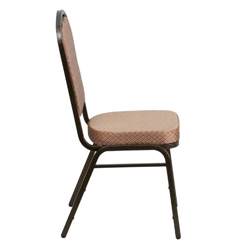 LIVING TRENDS Marvelius Crown Back Banquet Chair 10 Pack - Gold Diamond Patterned Fabric, Gold Vein Frame