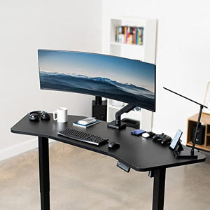 VIVO Electric Height Adjustable Wing-Shaped Stand Up Desk 71 x 24 inch - Black Frame/Table Top - DESK-KIT-1B3B