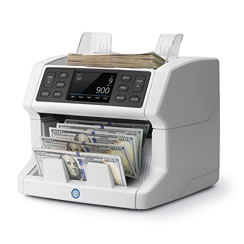Safescan 2885-S - Multilingual Bill Value Counter for Mixed Denomination Bills with Additional sensors and Bank Grade 7-Point Full Spectrum Counterfeit Detection,Grey,112-0654