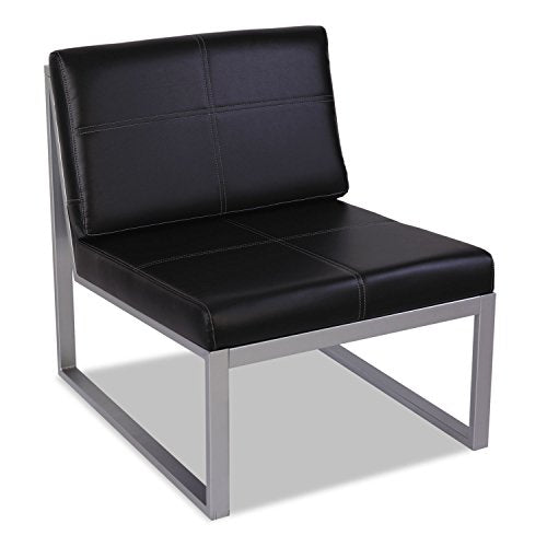 Alera RL8319CS Reception Lounge Series Armless Cube Chair, 26-3/8 by 31-1/8 by 30-Inch, Black/Silver (2 Pack)
