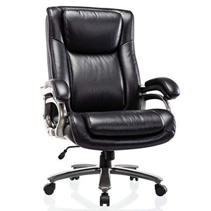 ICOMOCH Big & Tall 400lb Office Chair - High Back Executive Computer Chair, Heavy Duty Metal Base, Adjustable Tilt Angle, Bonded Leather, Ergonomic Design - Black