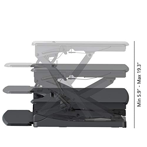 LENTION Gas Spring Height Adjustable 35" Standing Desk for Home & Office, Ergonomic Sit to Stand Workstation with 35'' Wide Table-Top, Standup Computer & Laptop Riser Converter fit Dual Monitors