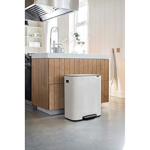 Brabantia Bo Large Step On Trash Can, White,211300