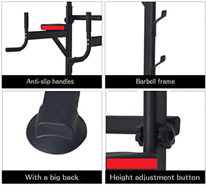 JYMBK Gym Strength Training Dip Stands with Bench, Pull Up Bars Free Standing Stand Dip Station Power Tower Fitness Equipment Strength Training