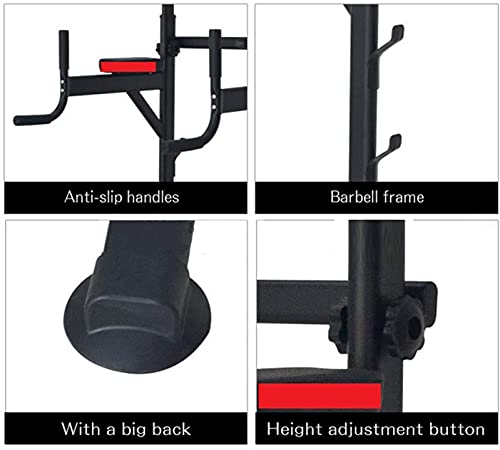 JYMBK Gym Strength Training Dip Stands with Bench, Pull Up Bars Free Standing Stand Dip Station Power Tower Fitness Equipment Strength Training