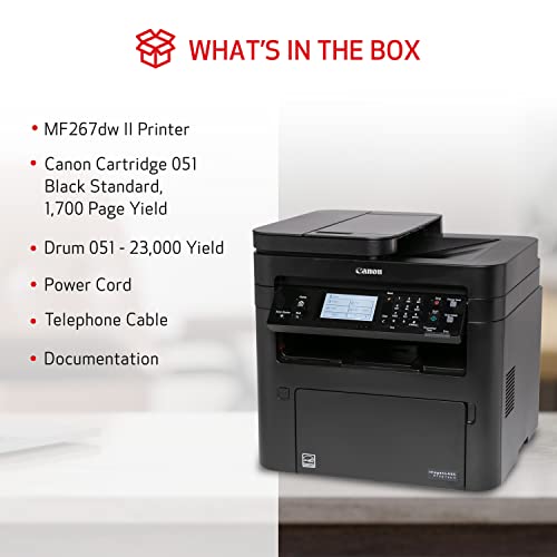 Canon imageCLASS MF267dw II Wireless Monochrome Laser Printer - Print Copy Scan Fax Auto Document Feeder Black Alexa