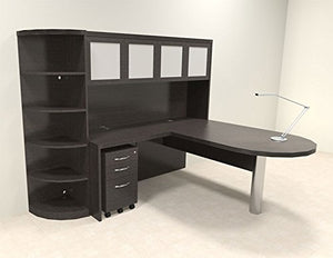 UTM Furniture 5pc Modern Contemporary L Shape Executive Office Desk Set, RO-ABD-L21