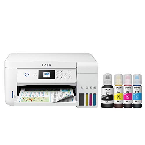 Epson EcoTank ET Series Wireless Color All-in-One Supertank Inkjet Printer/Print, Copy, Scan/White