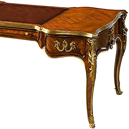 Retro Solid Wood Computer Desk Pure Copper Carved Boss Desk 64.2X33.9X29.9Inches