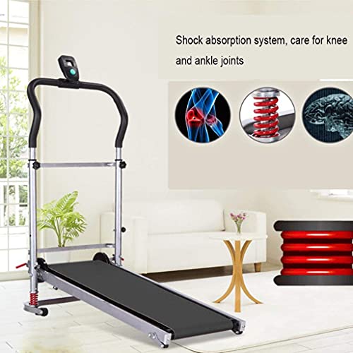 220 lbs Walking Running Treadmill with LCD Display, Compact Folding, Portability Wheels,Shock-Absorbing Folding Manual Treadmill for Home Gym Fitness Exercise(Black,USA in Stock)