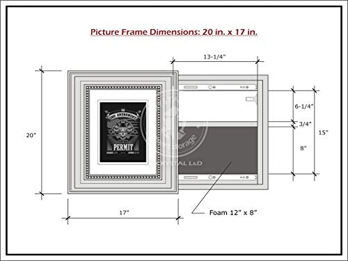 CRYSTAL L&D Hidden Storage Photo Frame for Gun and Valuables 20 in. x 17 in. w/Magnetic Lock (Brown)