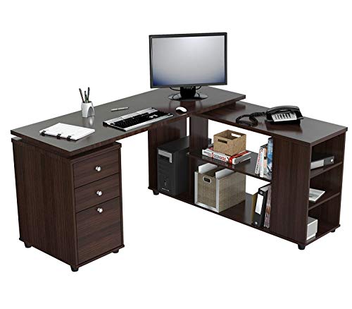 Inval America ET-3215 L Shaped Work Station Computer Desk, Espresso
