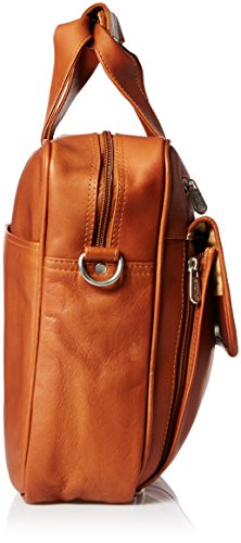 Piel Leather Slim Top-Zip Briefcase, Saddle, One Size