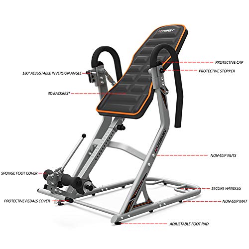 HARISON Inversion Table for Back Pain Relief with 3D Memory Foam, Back Stretcher Machine for Pain Therapy Training