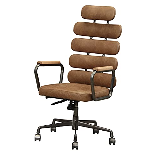 ACME Furniture Calan Office Chair, Retro Brown Top Grain Leather