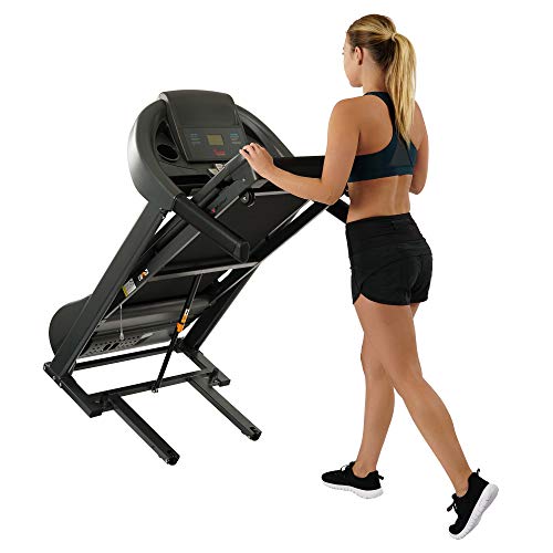 Sunny Health & Fitness T7643 Heavy Duty Walking Treadmill with 350 LB Max Weight, Tablet Holder, Shock Absorber, Wide Belt and Folding