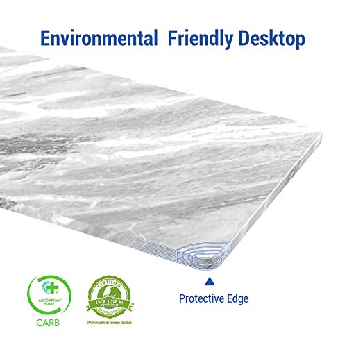 Flexispot EC1 Electric Standing Desk Height Adjustable Desk, Sit Stand Desk Home Office Workstation Stand up Desk (48x24 Marble Grey Desktop, White Legs)