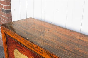 Lschool Jasper Orange Painted Mongolian Sideboard - Bohemian Storage Cabinet