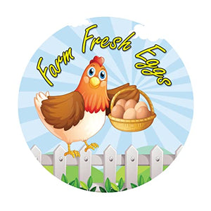 Labels/Stickers - Farm Fresh Eggs - 2 Inch Round - for Farmers Market Packaging of Farm Fresh Produce, Egg Carton & Tray Labeling. Pack of 10 Rolls. Total 10,000 Labels - JR Labels, Multicolored