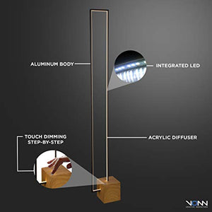 VONN Silva VSSF5109BL 60" Floor Lamp in Plated Black Wood Finish Integrated LED, 8.75" L x 6" W x H