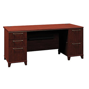 Bush Business Furniture Enterprise Collection 72W Double Pedestal Desk in Harvest Cherry