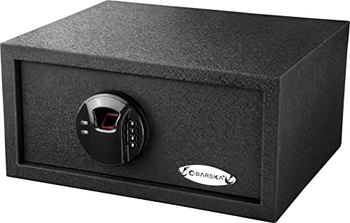 BARSKA AX12476 Quick Access Keypad Biometric Fingerprint Security Safe Box 0.46 Cubic Ft, Black .46CF
