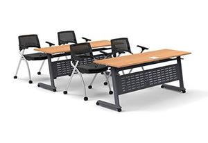 Team Tables Folding 4 Person Training Meeting Seminar Classroom Tables with Z-Base, Power+USB Outlet, and Fold+Nest Storage