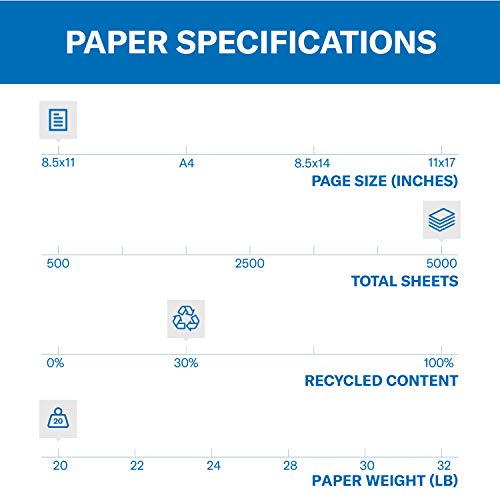 Hammermill Colored Paper, 20 lb Blue Printer Paper, 8.5 x 11-10 Ream (5,000 Sheets) - Made in the USA, Pastel Paper, 103309C