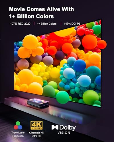AWOL VISION LTV-2500 4K UHD Triple Laser Projector with Dolby Vision & Atmos, 150", HDR10+ (Fire TV Stick 4K Max included)