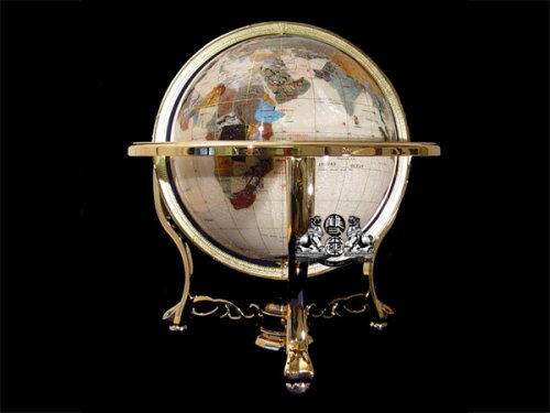 21" Mother of Pearl Gemstone Globe with Gold Stand