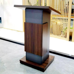 EESHHA Mobile Teachers Podium with Wheels, Wooden Floor Lectern for Auditorium Conference