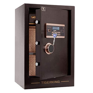 TIGERKING Burglary Digital Security Safe Box for Home Office Double Safety Key Lock and Password Safes 3.47 Cubic Feet
