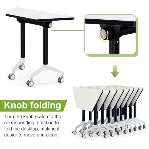 Molpeiy Conference Room Table with Silent Locking Wheels, Trapezoidal Rolling Splicing Computer Desk, 47.2" L*20.4" W*29.5" H (8Pack)