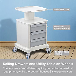 Primo Supply Professional-Grade 3-Drawer Utility Cart on Wheels - Mobile Storage Cart