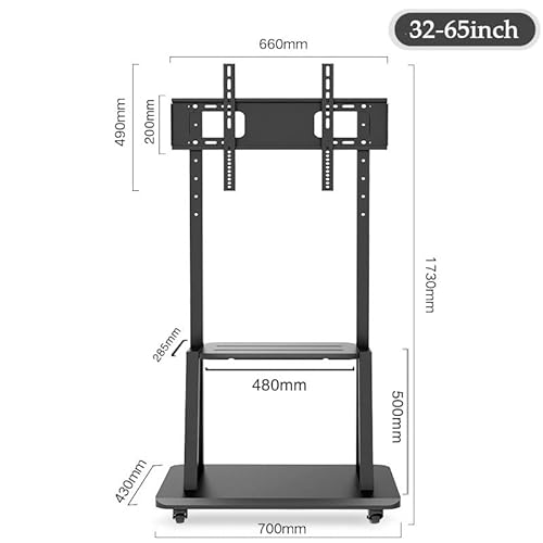 WAWJB Mobile TV Cart Stand Fits 32-65 Inch Free Lift TV Cart Stand