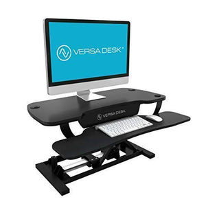VersaDesk Power Pro - 36" Electric Height-Adjustable Desk Riser - Sit to Stand Desktop with Keyboard and Mouse Tray - Black