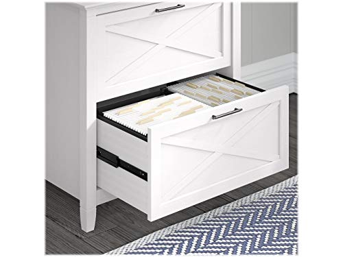 Bush Furniture Key West 54W Computer Desk with Lateral File Cabinet and Bookcase, Pure White Oak