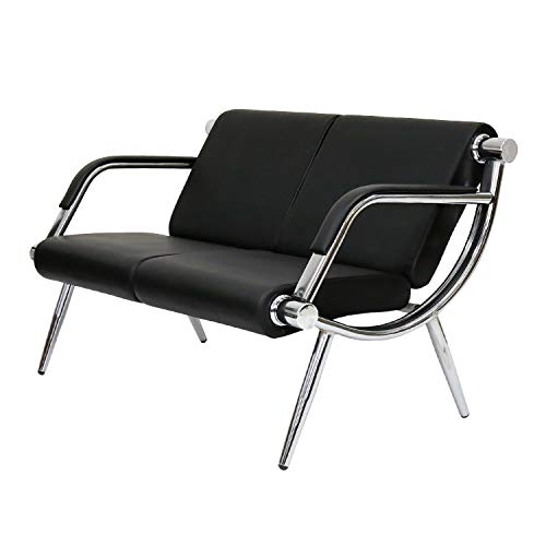 Peach Tree Black Leather Executive Side Reception Chair Office Waiting Room Guest Reception, Salon Barber Office Waiting Chair Bank Hall Airport Reception Waiting Chair 3 Seats Bench