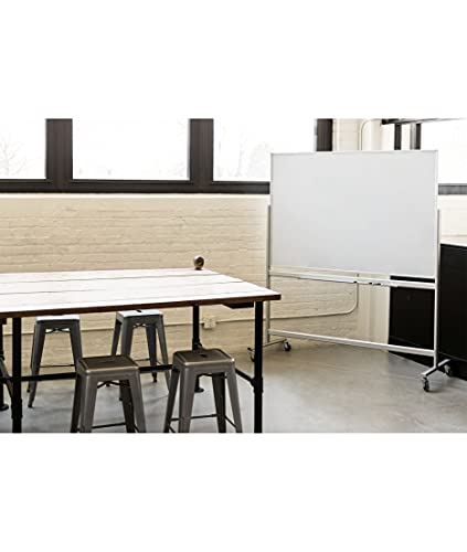 Stand Up Desk Store Rolling Double Sided Mobile Magnetic Glass Marker Dry Erase Board (60" X 40")