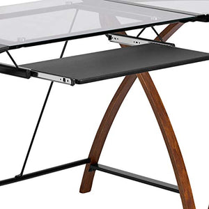 Flash Furniture Glass L-Shape Desk with Pull-Out Keyboard Tray