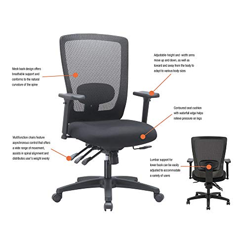 Alera ALENV42M14 Envy Series Mesh Mid-Back Multifunction Chair, Black