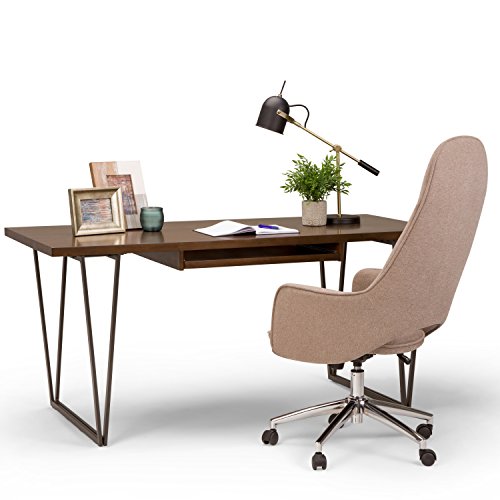 SIMPLIHOME Ryder SOLID WOOD and Metal Contemporary Modern 66 inch Wide Home Office Desk, Writing Table, Workstation, Study Table Furniture in Natural Aged Brown