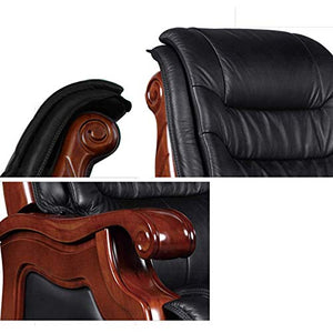 HDZWW Video Game Chairs Home Office Desk Chairs Office Chairs with Lumbar Support Office Chairs & Sofas Leather President Chair,Cowhide Boss Chair for Business,Office Chair with Four-Legged,Big
