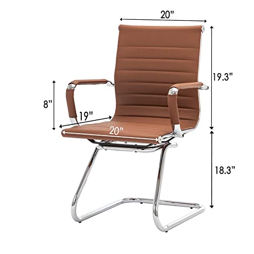HNY Leather Office Guest Chairs Set of 10, Modern Waiting Room Chairs - Coffee