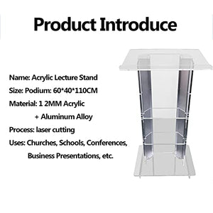 None Clear Podium Stand Plexiglass Conference Pulpit Church Lectern Acrylic Floor-Standing Podium