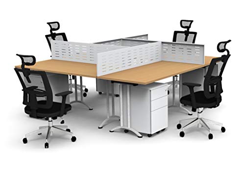 TeamWORK Tables 4 Person Compact Beech Work Station - Model 6657 (16pc Group)